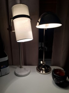 J. Hunt lamp on left, Ralph Lauren lamp on right