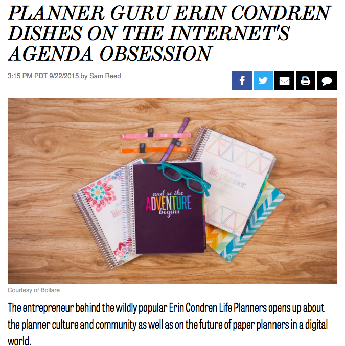 The Hollywood's Reporter's article on Erin Condren